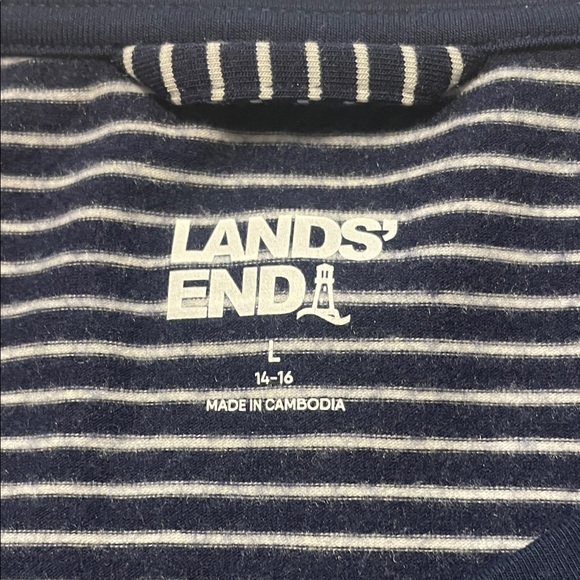 NWOT Lands' End Navy and White Striped PJ’s Size Large 14-16 - Picture 3 of 6